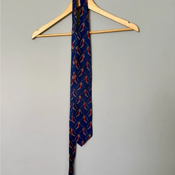 GAP Men's Navy Blue Ski Skiing Winter Pattern Silk Tie Vintage Throwback Retro - Picture 7 of 7